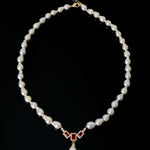 Ruby Zircon Drop Pearl Beaded Necklace GEMBEA JEWELRY