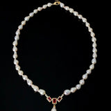 Ruby Zircon Drop Pearl Beaded Necklace GEMBEA JEWELRY
