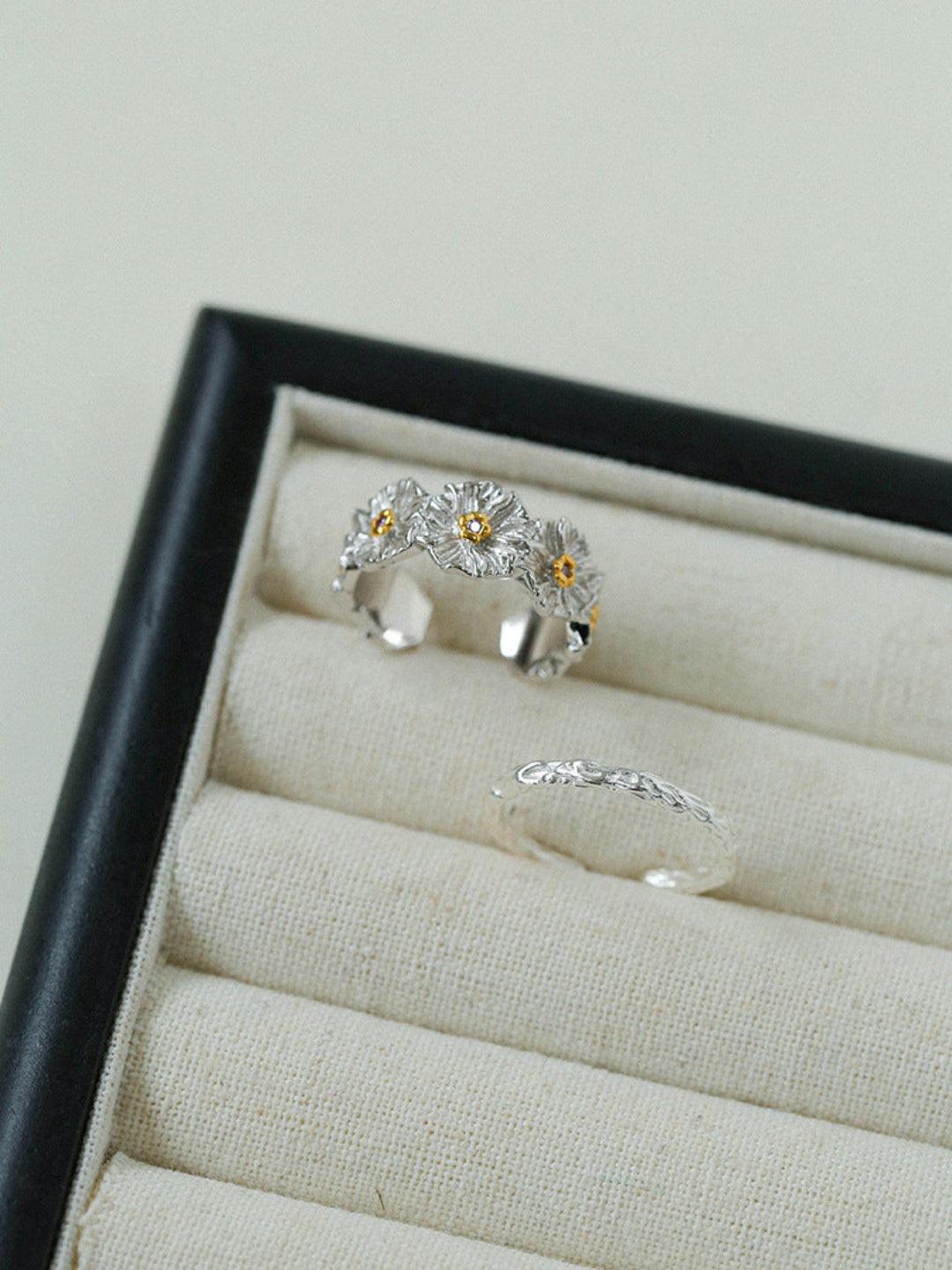 S925 Silver Little Daisy Open Set Ring - Gembea Jewelry