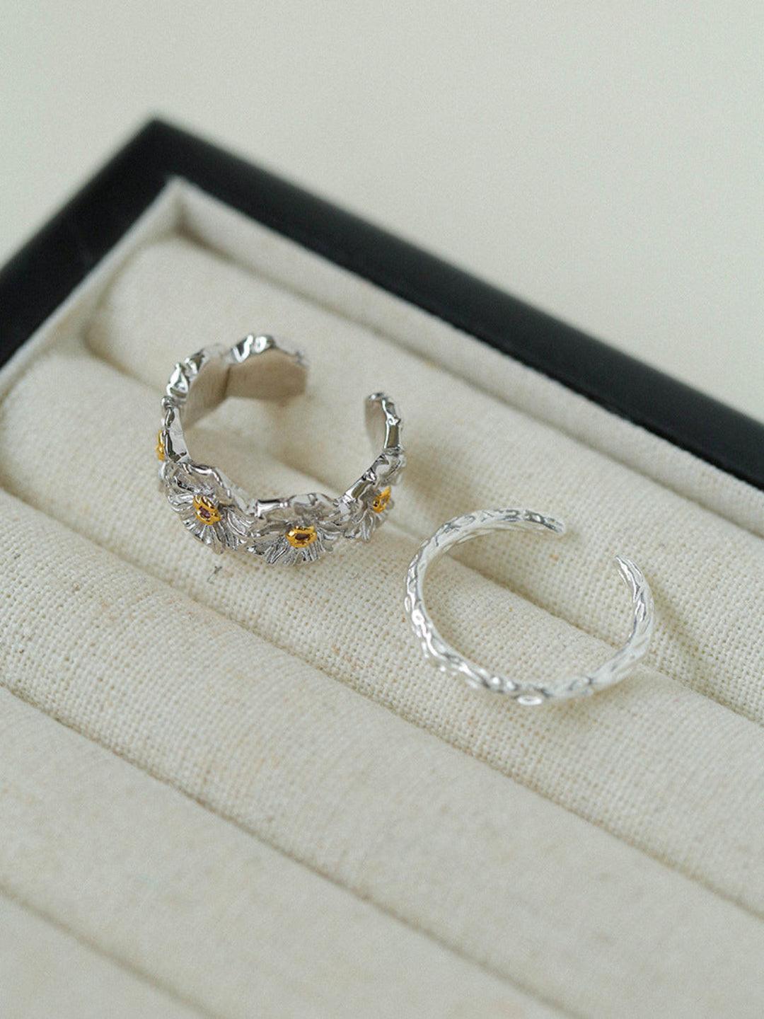 S925 Silver Little Daisy Open Set Ring - Gembea Jewelry