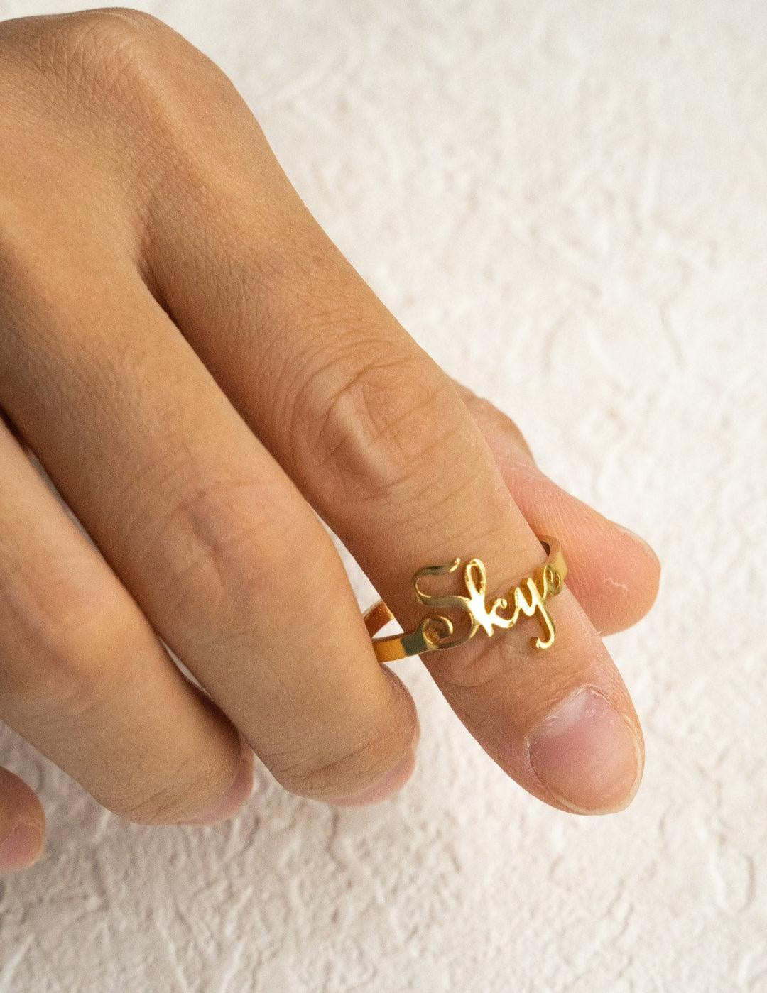 18K Gold S925 Sterling Silver Custom Name Rings - Gembea Jewelry