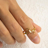 18K Gold S925 Sterling Silver Custom Name Rings - Gembea Jewelry