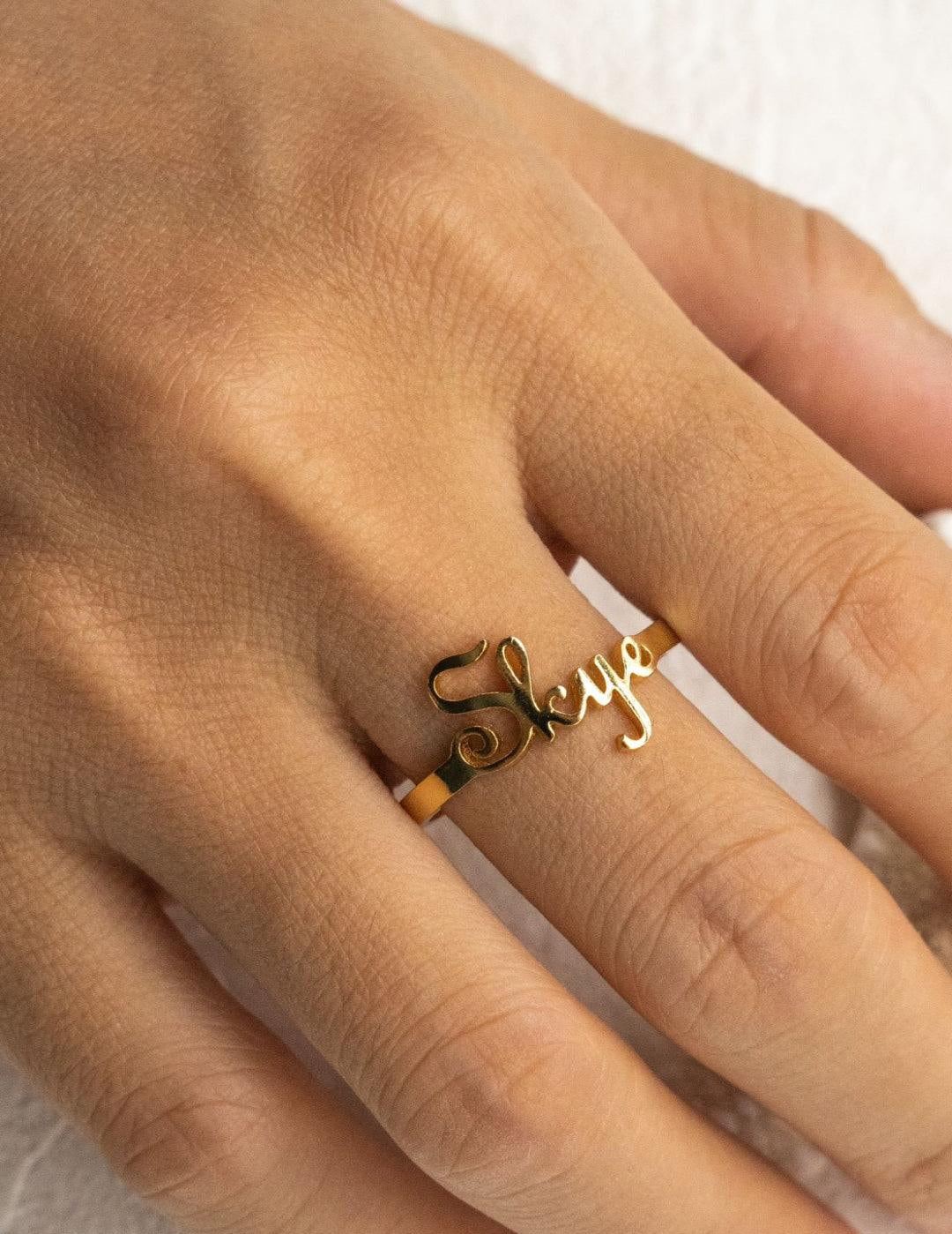 18K Gold S925 Sterling Silver Custom Name Rings - Gembea Jewelry