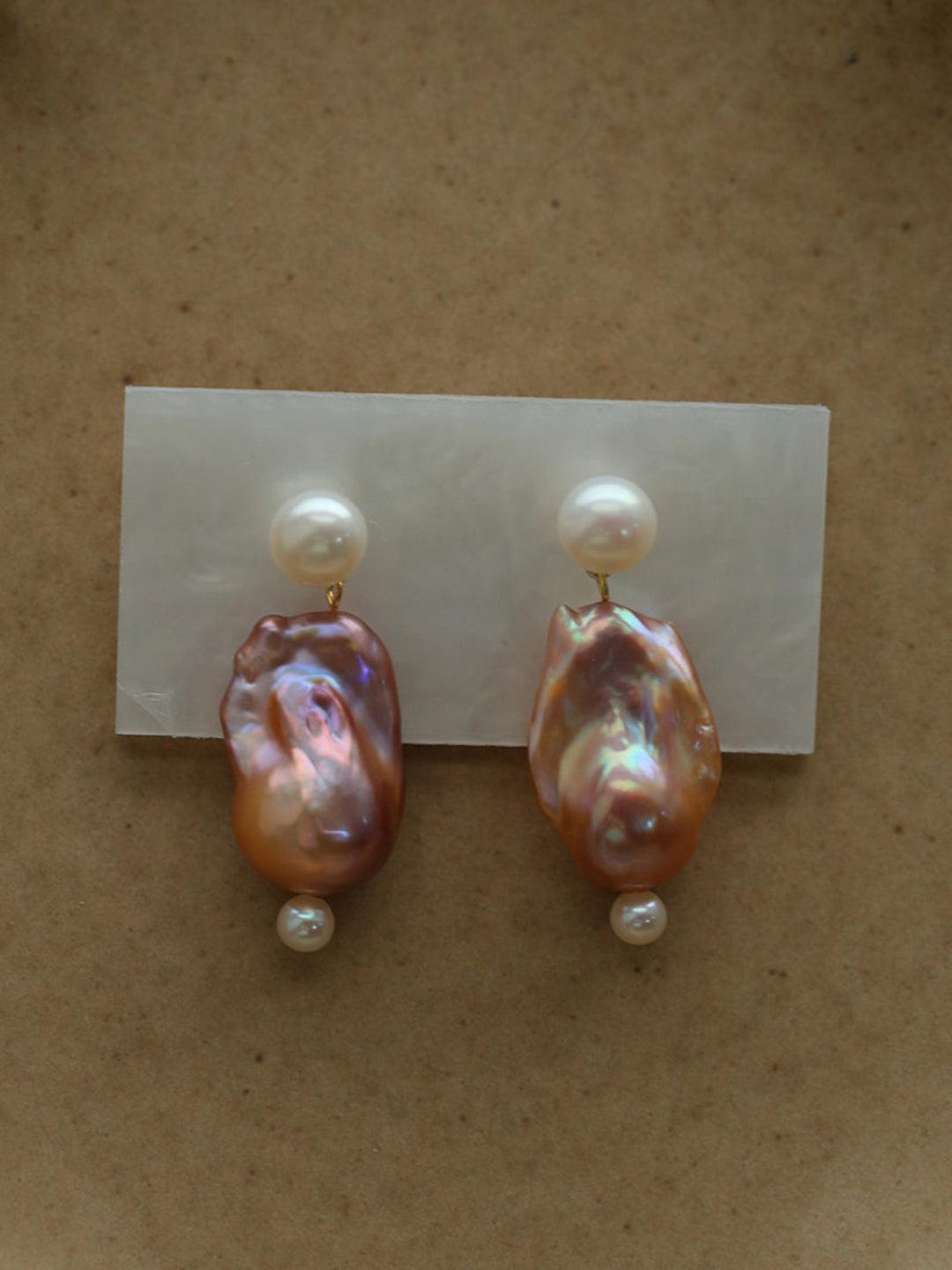 Sea's Embrace Series Colorful Baroque Pearl Earrings - Gembea Jewelry