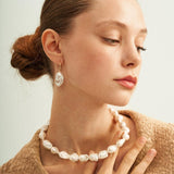 Shaped Big Baroque Beaded Choker Necklace - Gembea Jewelry