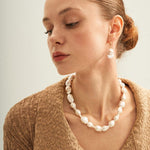 Shaped Big Baroque Beaded Choker Necklace - Gembea Jewelry