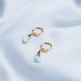 Shaped Baroque Drop Hoop Earrings - Gembea Jewelry