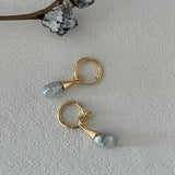 Shaped Baroque Drop Hoop Earrings - Gembea Jewelry