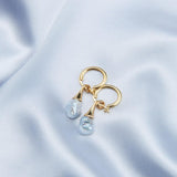 Shaped Baroque Drop Hoop Earrings - Gembea Jewelry