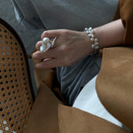 Sharp Knife Shape Large Baroque Open Pearl Ring - Gembea Jewelry