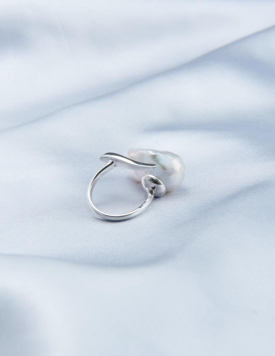 Sharp Knife Shape Large Baroque Open Pearl Ring - Gembea Jewelry