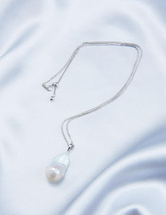 Silver Chain Baroque Pearl Pendant Necklace - Gembea Jewelry
