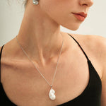 Silver Chain Baroque Pearl Pendant Necklace - Gembea Jewelry