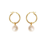 Simple Freshwater Pearl Hoop Earrings gembea jewelry
