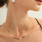 Simple Gold Snake Bone Pearl Necklace - Gembea Jewelry