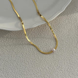 Simple Gold Snake Bone Pearl Necklace - Gembea Jewelry