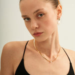 Simple Gold Snake Bone Pearl Necklace - Gembea Jewelry