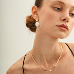 Simple Gold Snake Bone Pearl Necklace - Gembea Jewelry