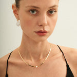 Simple Gold Snake Bone Pearl Necklace - Gembea Jewelry