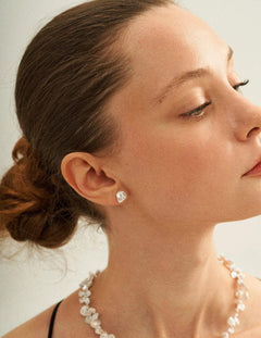 Simple Keshi Baroque Pearl Stud Earrings - Gembea Jewelry