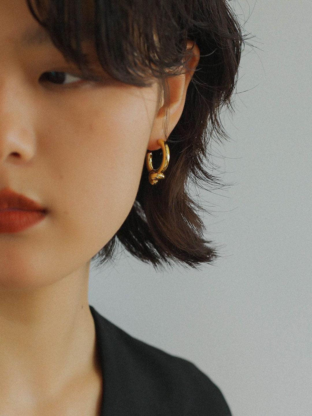 Simple Knotted Hoop Earrings - Gembea Jewelry