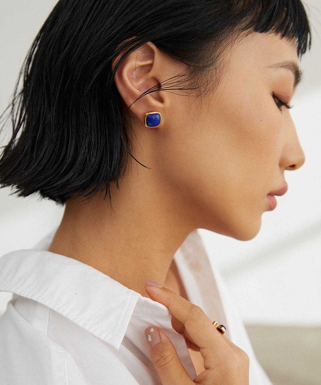 Gembea Jewelry Lazuli Days Series Blue Mirage Stud Earrings