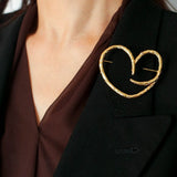 Simple Line Heart Shaped Brooch gembea jewelry