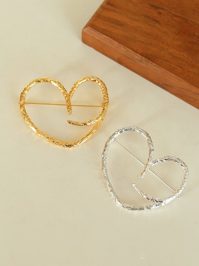 Simple Line Heart Shaped Brooch gembea jewelry