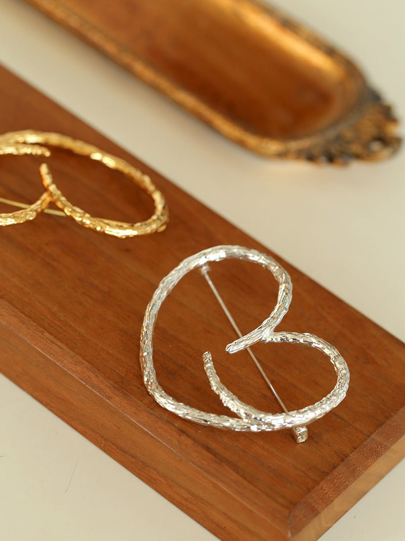 Simple Line Heart Shaped Brooch gembea jewelry