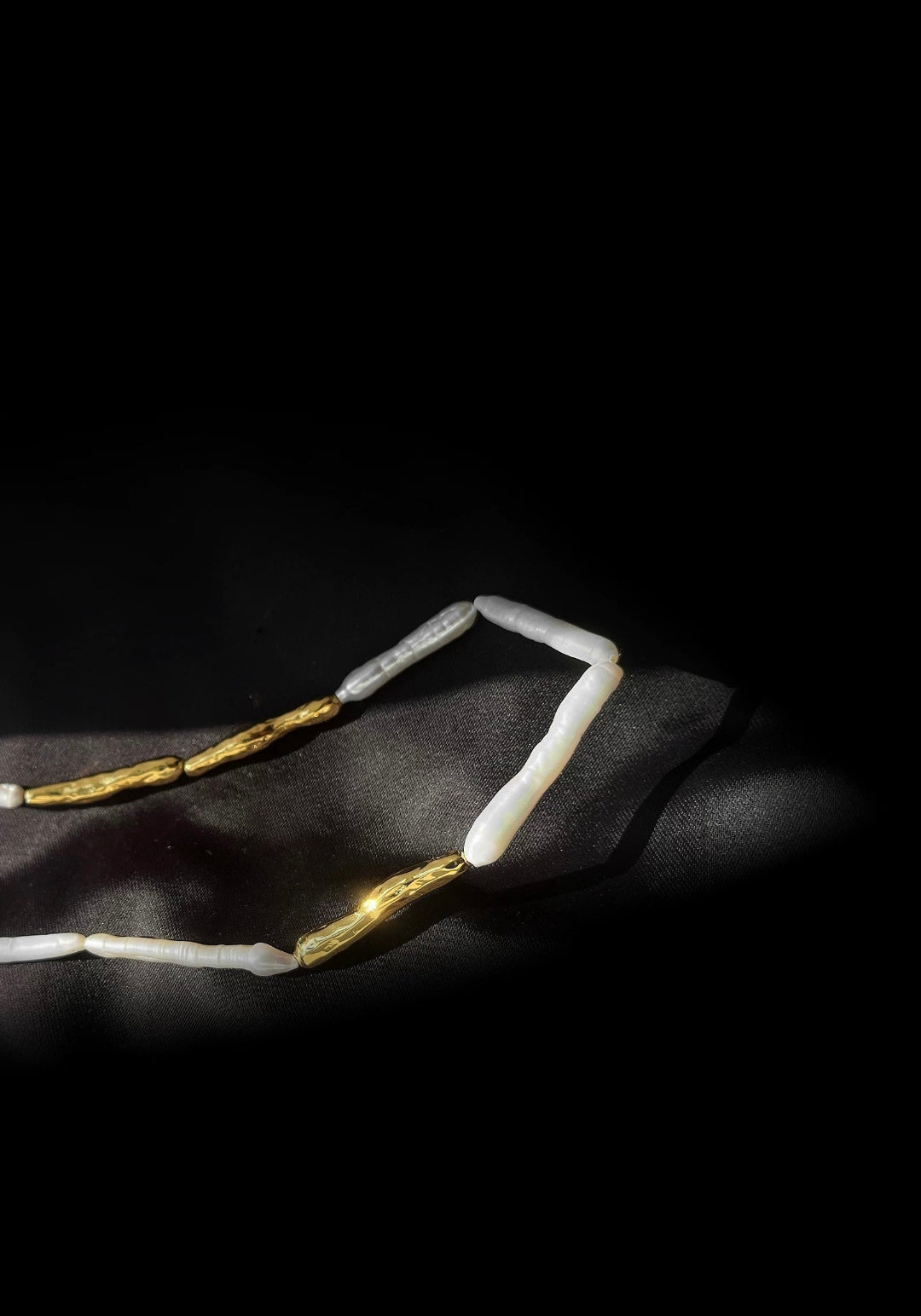 Simple Long Toothpick Baroque Pearl Necklace