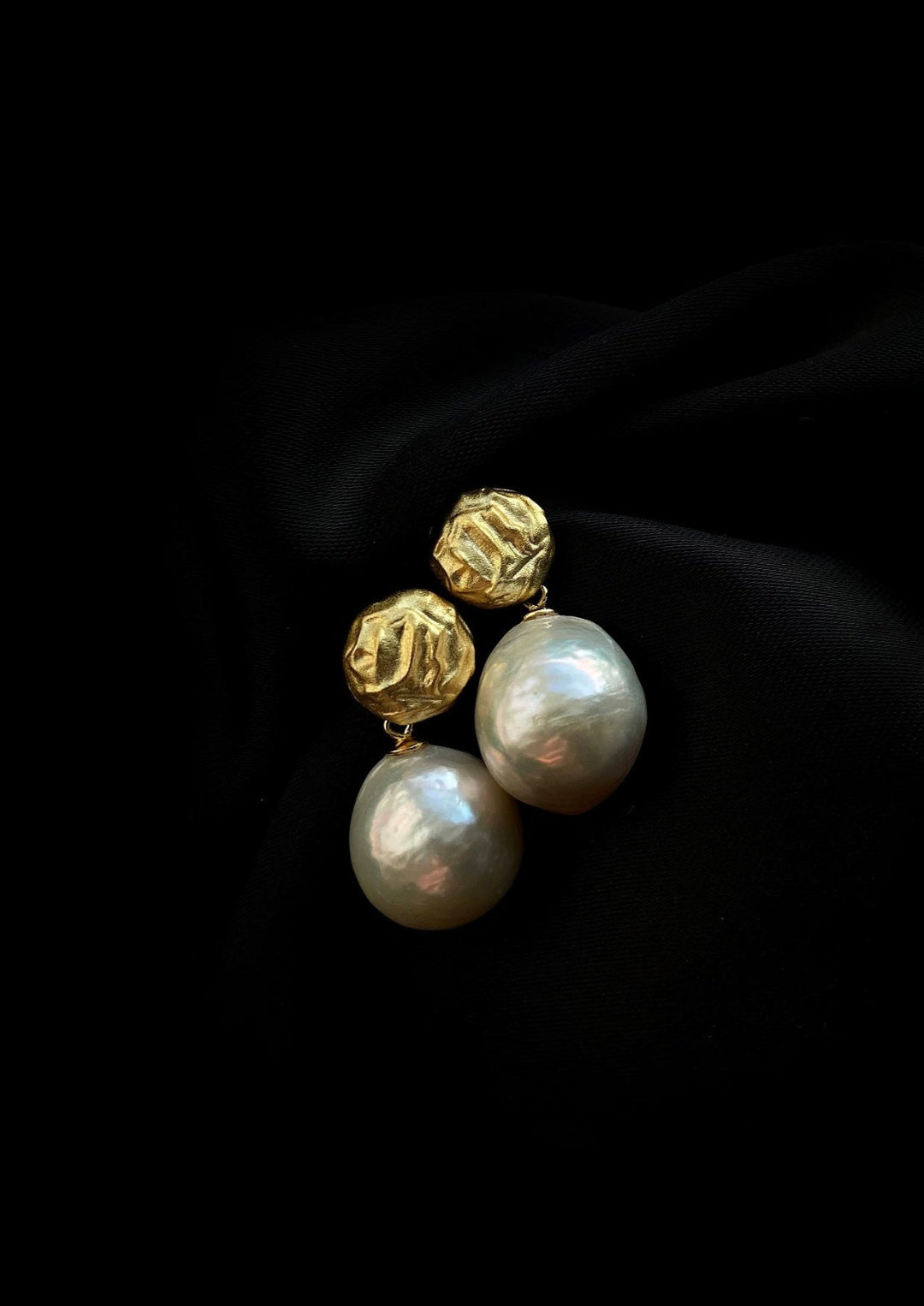 Simple Matte Metallic Baroque Pearl Drop Earrings gembea jewelry
