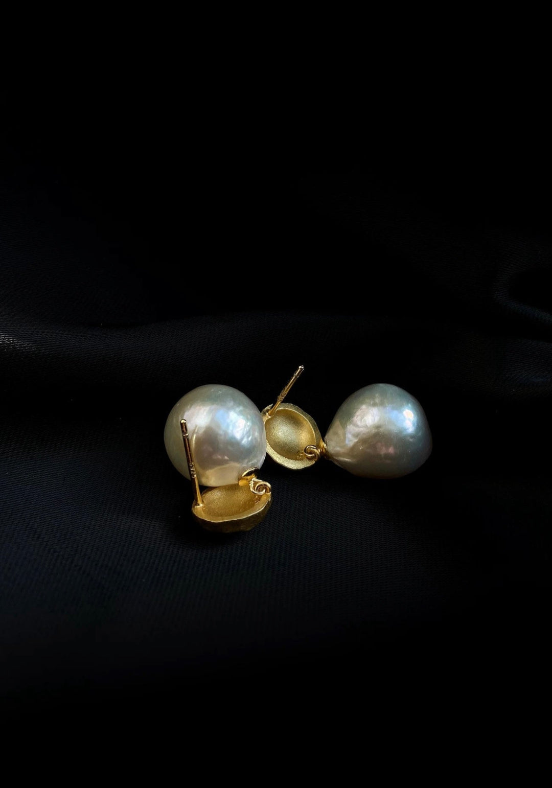 Simple Matte Metallic Baroque Pearl Drop Earrings gembea jewelry