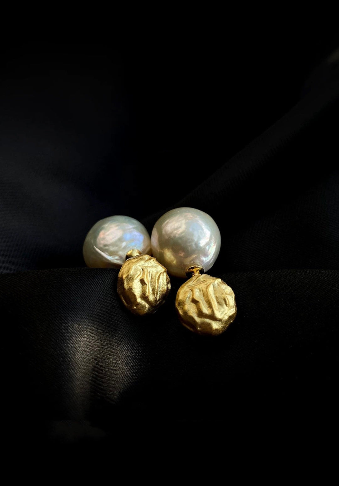 Simple Matte Metallic Baroque Pearl Drop Earrings gembea jewelry