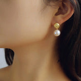 Simple Matte Metallic Baroque Pearl Drop Earrings gembea jewelry