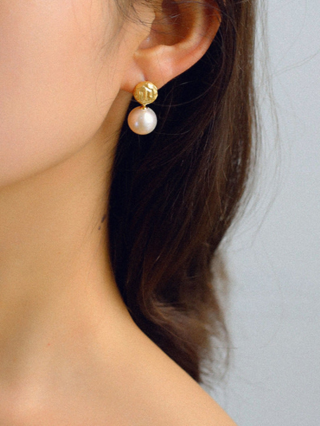 Simple Matte Metallic Baroque Pearl Drop Earrings gembea jewelry