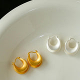 Simple S925 Silver Matte Gold Hoop Earring - Gembea Jewelry