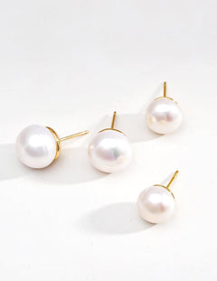 Simple Oval Freshwater Pearl Stud Earrings - Gembea Jewelry
