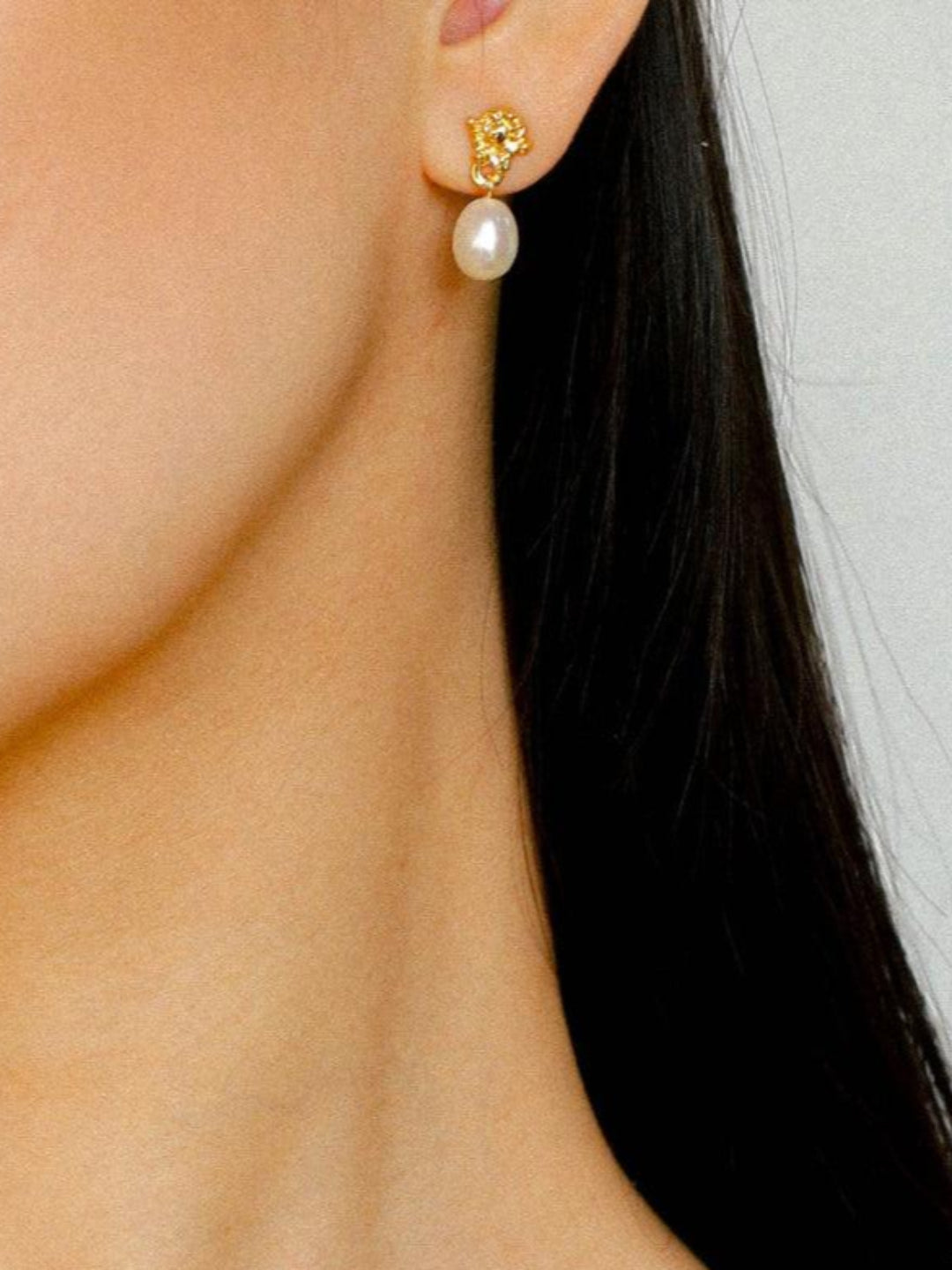 Simple Oval Pearl Long Drop Earrings - Gembea Jewelry