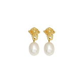 Simple Oval Real Pearl Drop Earrings gembea jewelry