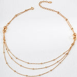 Simple Three Gold Chain Stacked 925 Sterling Silver Necklace - Gembea Jewelry