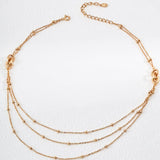 Simple Three Gold Chain Stacked 925 Sterling Silver Necklace - Gembea Jewelry