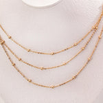 Simple Three Gold Chain Stacked 925 Sterling Silver Necklace - Gembea Jewelry