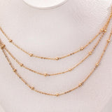 Simple Three Gold Chain Stacked 925 Sterling Silver Necklace - Gembea Jewelry