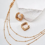 Simple Three Gold Chain Stacked 925 Sterling Silver Necklace - Gembea Jewelry