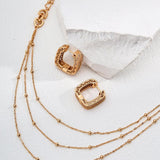 Simple Three Gold Chain Stacked 925 Sterling Silver Necklace - Gembea Jewelry