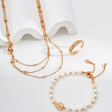 Simple Three Gold Chain Stacked 925 Sterling Silver Necklace - Gembea Jewelry