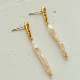 Simple Long Baroque Toothpick Pearl Earrings - Gembea Jewelry