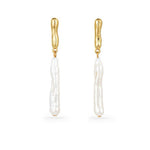 Simple Toothpick Baroque Pearl Drop Earrings gembea jewelry
