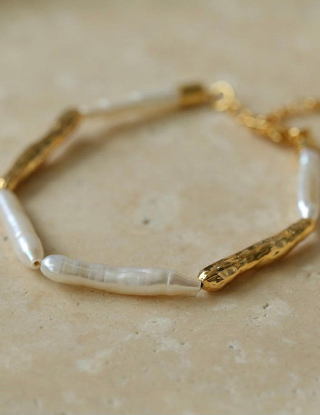 Simple Long Baroque Toothpick Pearl Bracelets - Gembea Jewelry