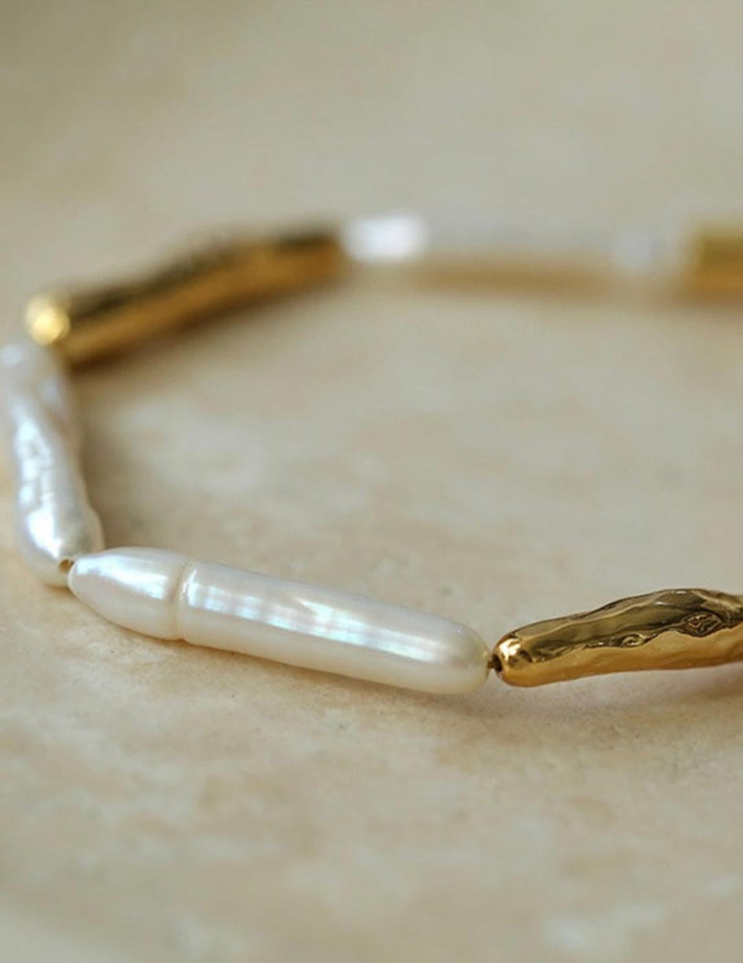 Simple Long Baroque Toothpick Pearl Bracelets - Gembea Jewelry